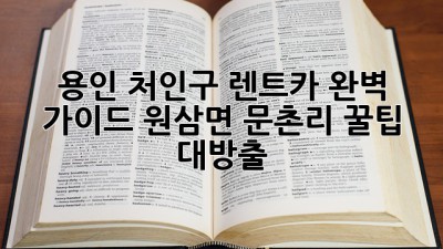 용인 처인구 렌트카🚗 완벽 가이드: 원삼면 문촌리 꿀팁 대방출!